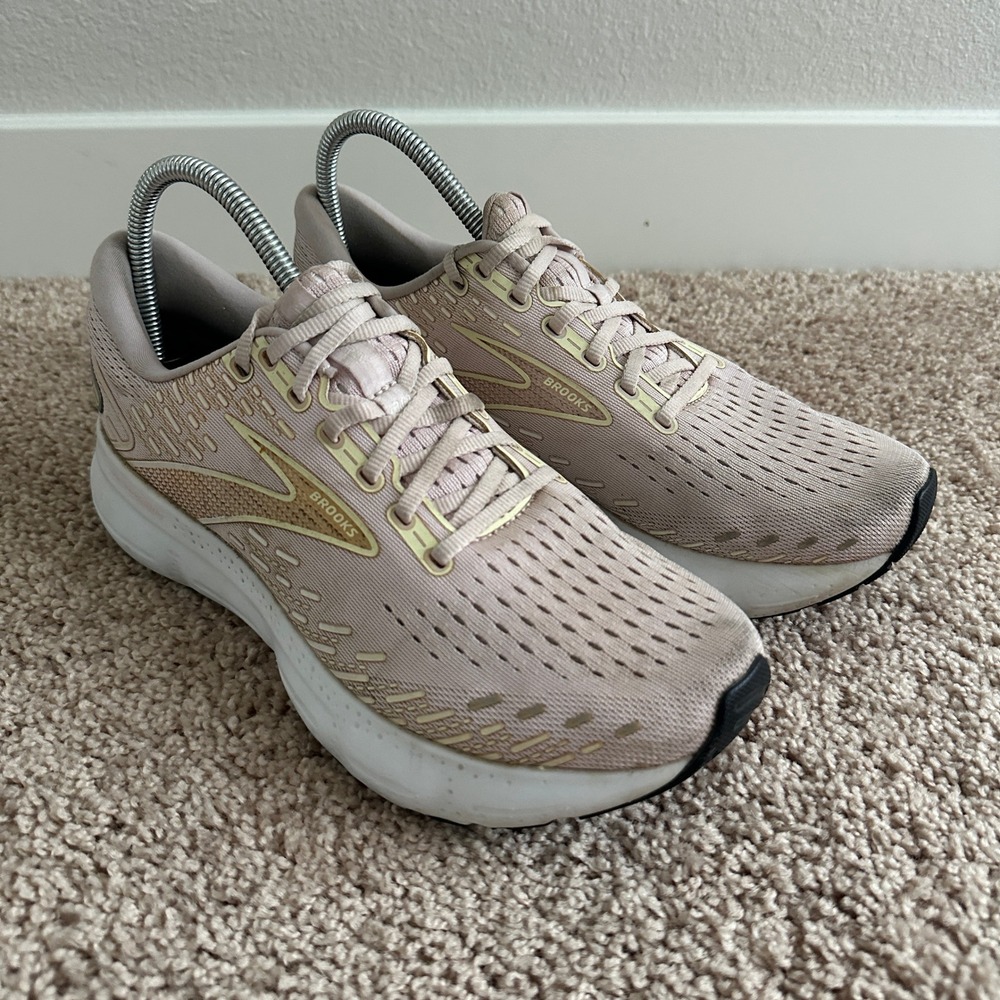Brooks Glycerin 20 Running Shoes Women 10.5 Pink Gold Neutral Cushioned Mesh
